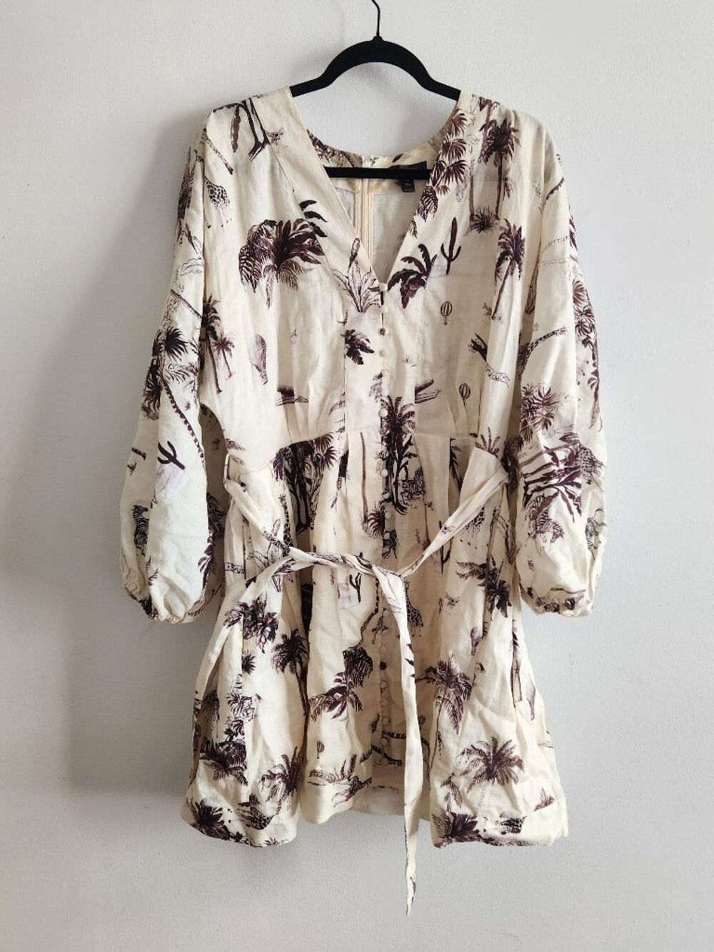100% linen safari print dress for work or fun
